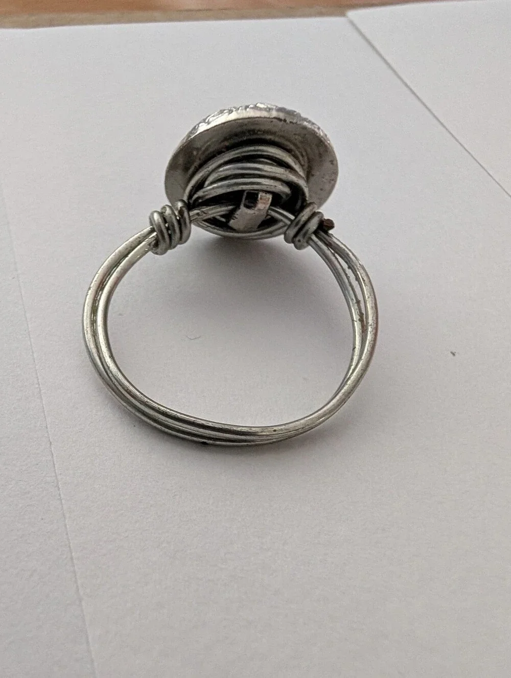 Silver Victorian Button Ring